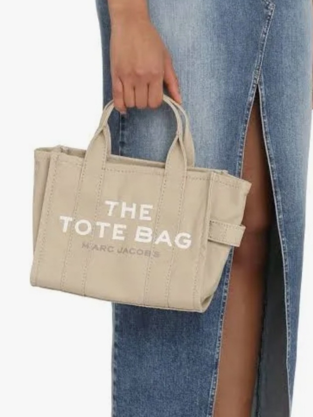 Marc Jacobs Mini Tote Bag in Beige with White Logo